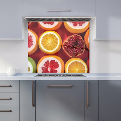 Warren Reed Designer Citrus And Pomegranate Premium Glass Kitchen Splashback W600mm X H600mm from B&Q