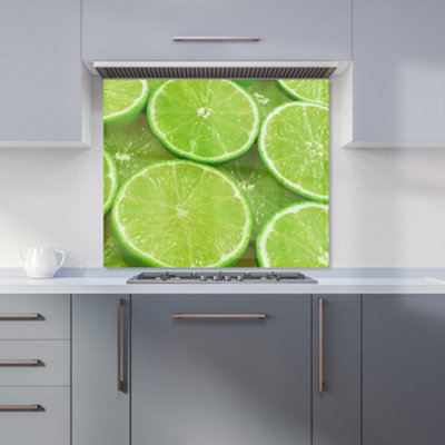 Warren Reed Designer Fresh Limes Premium Glass Kitchen Splashback W900mm X H650mm from B&Q