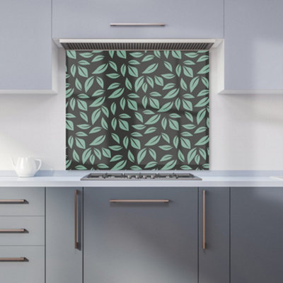 B&Q -  Delicate Leaf Premium Glass Kitchen Splashback W600mm X H600mm