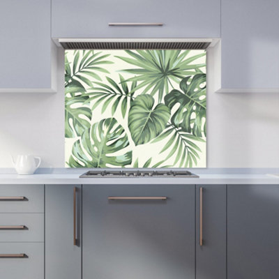 B&Q -  Exotic Palm Leaves Premium Glass Kitchen Splashback W700mm X H650mm