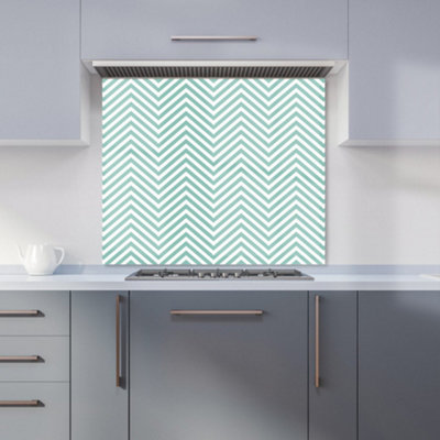 B&Q -  Geometric Chevron Pattern Premium Glass Kitchen Splashback W600mm X H600mm