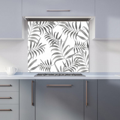 B&Q -  Hawaiian Style Palm Leaves Premium Glass Kitchen Splashback W600mm X H600mm