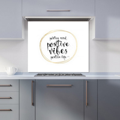 Warren Reed Designer Positive MindVibesLife Premium Glass Kitchen Splashback W600mm X H650mm from B&Q