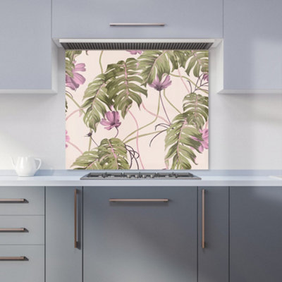 Warren Reed Designer Pink Cosmos Flowers Premium Glass Kitchen Splashback W600mm X H750mm from B&Q