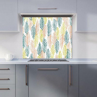 B&Q -  Scandinavian Style Foliage Premium Glass Kitchen Splashback W600mm X H600mm