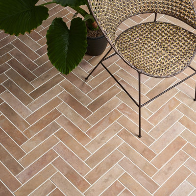 Ca’Pietra Amalfi Cotto Tan Matt Terracotta Effect Porcelain Indoor Wall & Floor & Wall TilePack Of 26(L)280mm (W)70mm from B&Q