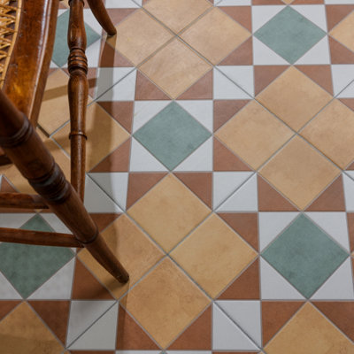 Ca’Pietra Willesden Autumn Brown & Green Matt Harlequin Effect Porcelain Indoor Wall & Floor & Wall TilePack Of 10(L)330mm (W)330mm from B&Q