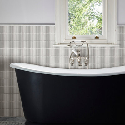 Ca’Pietra Linear White Gloss Metallic Effect Porcelain Indoor Wall Tile(L)295mm (W)284mm from B&Q