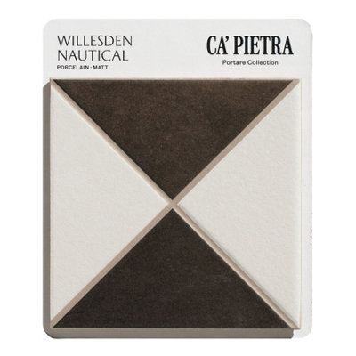Ca’Pietra Willesden Nautical Blue & Brown Matt Porcelain Indoor Wall & Floor Tile Card Mounted Sample from B&Q