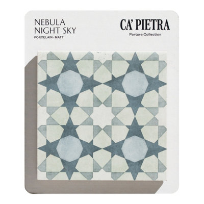 Ca’Pietra Nebula Night Sky Blue & Green Matt Porcelain Indoor Wall & Floor Tile Card Mounted Sample from B&Q