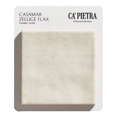 Ca’Pietra Casamar Flax Gloss Zellige Embossed Ceramic Indoor Tile Card Mounted Sample from B&Q