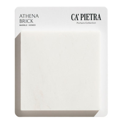 Ca’Pietra Athena White Satin Brick Marble Indoor Wall & Floor Tile Card Mounted Sample from B&Q