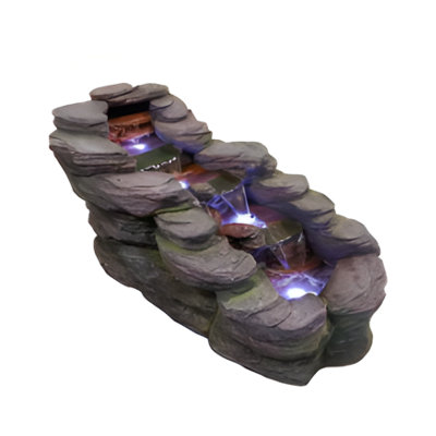 Tranquillity Zen Stone LED Solar Water Feature - Grey - 57cm - Image 3