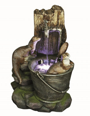 Outdoor Living UK Solar 2 Otters At Tap Animal Fountain Water Feature Without Cover from B&Q