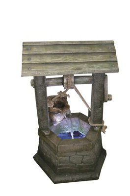 Outdoor Living UK Solar Medium Stone Wishing Well Traditional Water Feature With Cover from B&Q