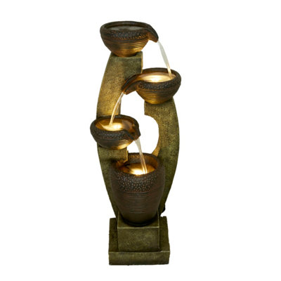 B&Q -  Solar Auburn Pouring Bowls Modern Water Feature With Cover
