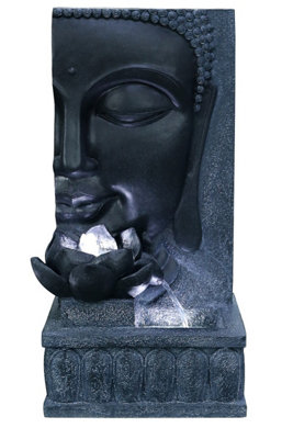 Outdoor Living UK Solar Tranquil Buddha Wall Oriental Water Feature Without Cover from B&Q
