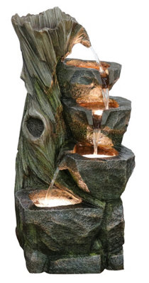 Outdoor Living UK Cedar Rock 4 Fall Wood Effect Water Feature With Cover from B&Q