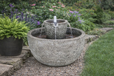 Outdoor Living UK Solar Zara Antique White Traditional Water Feature With Cover from B&Q