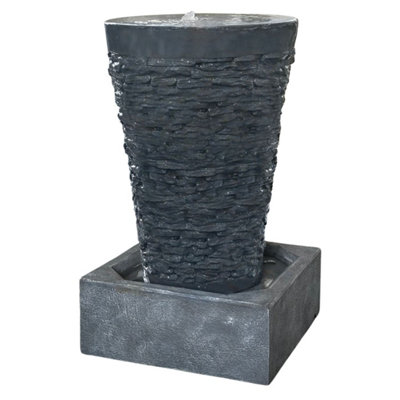 B&Q -  Solar Dundrum Fountain Modern Solar Water Feature With Cover