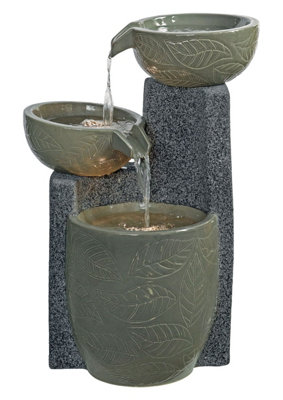 B&Q -  Solar Bearsden Ceramic Fountain Modern Solar Water Feature With Cover