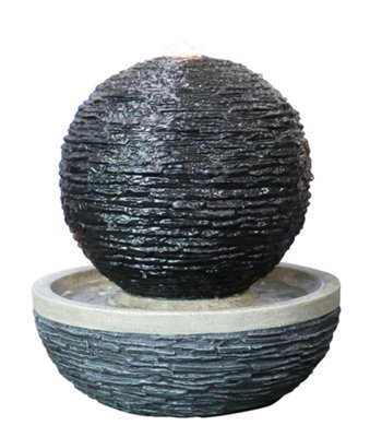 Outdoor Living UK Solar Erskine Slate Sphere Oriental Solar Water Feature Without Cover from B&Q