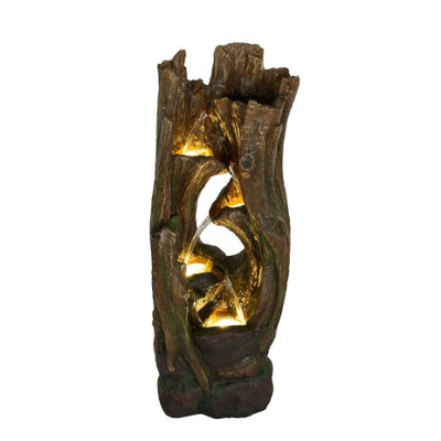 Outdoor Living UK Solar Lambeg Woodland Falls Wood Effect Solar Water Feature With Cover from B&Q