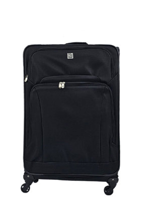 Infinity Luggage Black Lightweight Luggage Soft Shell Suitcase In Large