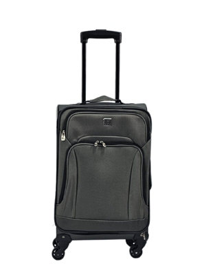 Infinity Luggage Lightweight Luggage Cabin Soft Shell Suitcase In Grey