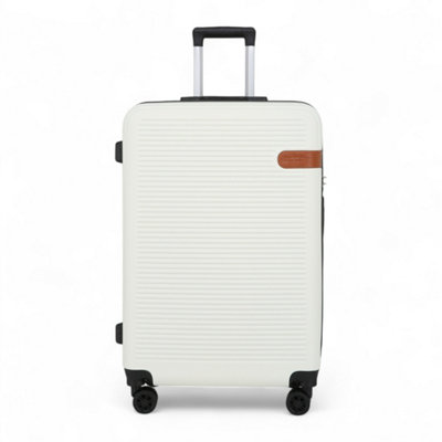 Infinity Luggage Cream Hardshell Suitcase Robust Abs Lightweight Luggage Holiday Bag Large