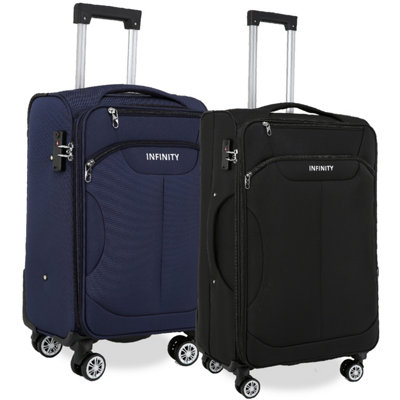 Infinity Luggage Navy Soft Cabin Suitcase 36.5 X 23.5 X 58 Cm Nylon 900D Suitable Integrated Tsa Lock For EasyjetRyanairWizzair from B&Q
