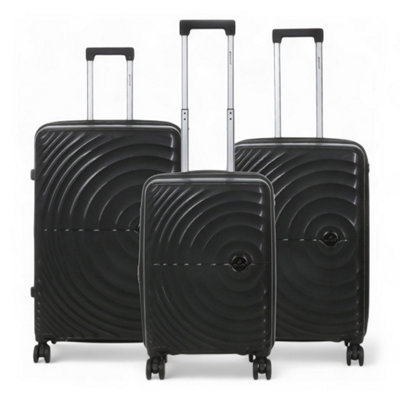Infinity Luggage Expandable Hard Shell 8 Wheels Luggage Cabin Suitcase Set Black