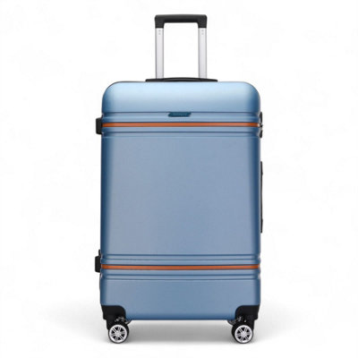 Infinity Luggage Blue Modern Dual 4 Wheel Luggage Hard Shell Suitcase In Medium