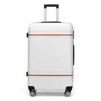 Infinity Luggage Modern Dual 4 Wheel Luggage Medium Hard Shell Suitcase In Cream/White