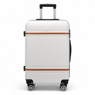 Infinity Luggage Cream/White Modern Dual 4 Wheel Luggage Hard Shell Suitcase In Large