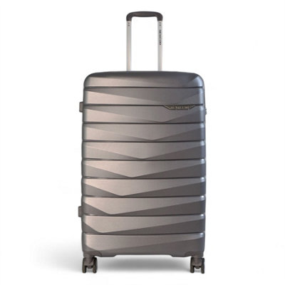 Infinity Luggage Grey Holiday Strong Travel Case Hard Shell Tsa Suitcase In Smoke Large