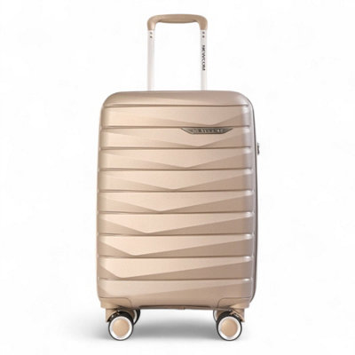 Infinity Luggage Beige Holiday Strong Travel Case Hard Shell Tsa Suitcase In Champagne Medium