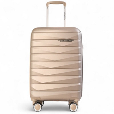 Infinity Luggage Beige Holiday Strong Travel Case Hard Shell Tsa Suitcase In Champagne Large