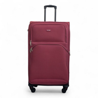 Eagle Luggage Burgundy/Red Lightweight Travel Luggage 8 Wheels Soft Shell Suitcase In Large