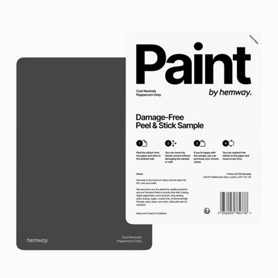 Hemway Chalk Paint Matt A5 SamplePeppercorn GreyPeel & Stick Swatch For Interior Walls Wood from B&Q
