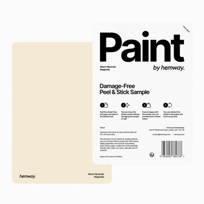 Hemway Interior Matt Acrylic Paint SampleMagnoliaPeel & Stick Swatch For Walls Ceilings Kitchen Bathroom Living Room from B&Q