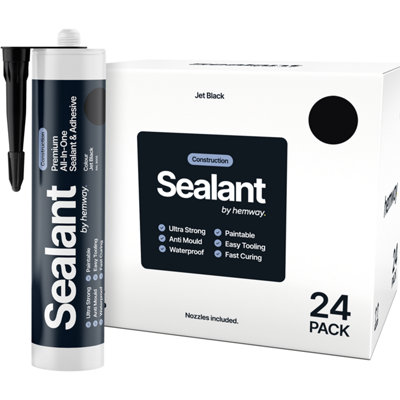 Hemway Hybrid Polymer Sealant & Adhesive Jet Black Waterproof Anti Mould Shower Bath Construction All-In-One 24 Pack from B&Q