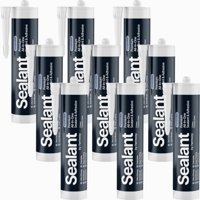 Hemway Hybrid Polymer Sealant & Adhesive Crystal Clear Waterproof Anti Mould Shower Bath Construction All-In-One - 9 Pack