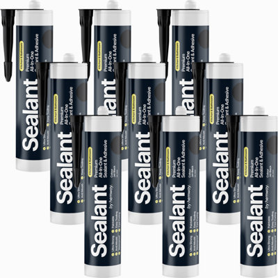 Hemway Hybrid Polymer Sealant & Adhesive Jet Black Waterproof Anti Mould Shower Bath Kitchen Bathroom All-In-One 9 Pack from B&Q