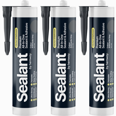 Hemway Premium All-In-One Anthracite Grey Sealant And Adhesive 300Ml 3 Pack - Image 3