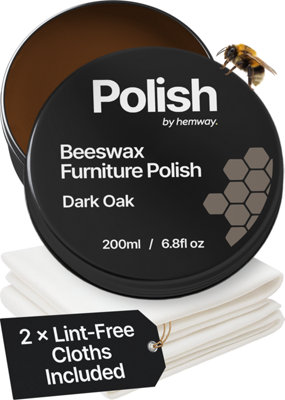 B&Q -  Premium Dark Oak Beeswax Furniture Wax Polish 200Ml Includes 2 Lint Free Cloths