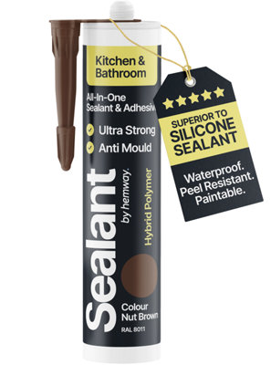 Hemway Nut Brown Kitchen & Bathroom Sealant & Adhesive 300Ml 1 Pack - Nut Brown - Image 2