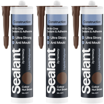B&Q -  Nut Brown Construction Sealant & Adhesive 300Ml3 Pack
