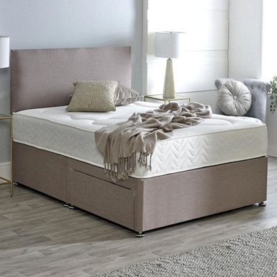 Divan Base Direct Dura Beds Roma Deluxe Super Orthopaedic Sprung Divan Bed Set 6Ft Super King 4 Drawers- Lino Stone from B&Q