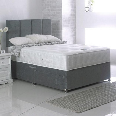 Divan Base Direct Dura Beds Tencel 1000 Pocket Sprung Divan Bed Set 4Ft6 Double 4 Drawers Continental- Wool Steel from B&Q